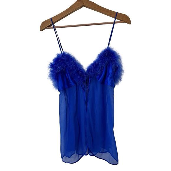 Magic Silk Sheer Lingerie Negligee Cami Tank Top Size M Blue Romantic Sexy - Picture 1 of 7